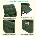 thumbnail image 3 of Recliner Chair, PAPROOS Reclining Chair with 2 Side Pockets, Plush Cloud Home Theater Recliner with with Fixed Base, Manual Recliner for Adults for Living Room Bedroom, Army Green, 3 of 9