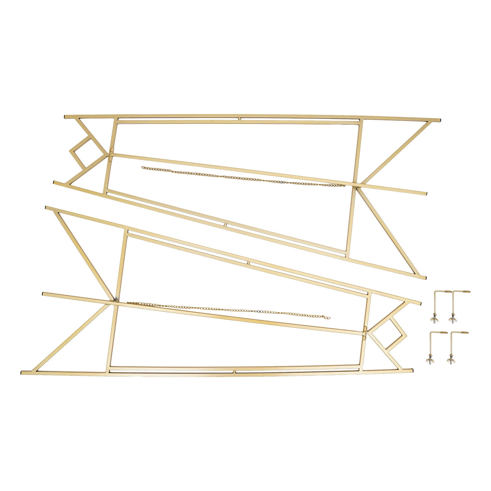 Gold Steel Two Easel Stand, Hook Design Poster Easel, Easel Tripod For Displaying Photo Frames Or Posters