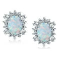 thumbnail image 4 of Bling Jewelry Womens Vintage Estate Style Oval Opal Halo CZ Stud Earrings Sterling Silver 12MM, 4 of 5