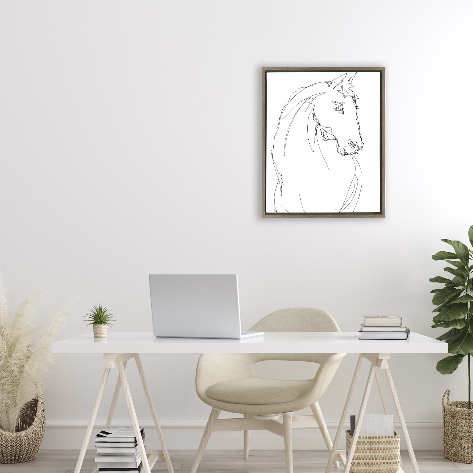 Stupell Industries Sketched Horse Contour Brown Framed Floater Canvas Wall Art, design by Lorenzo Collective