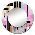 thumbnail image 2 of Designart "Bold Stripes Pink Gold Elegance" Cubism Rund Mirror For Wall Decor - Large Pink Round Printed Mirror - Mid-Century Round Mirror 23" x 23" Inch, 2 of 5