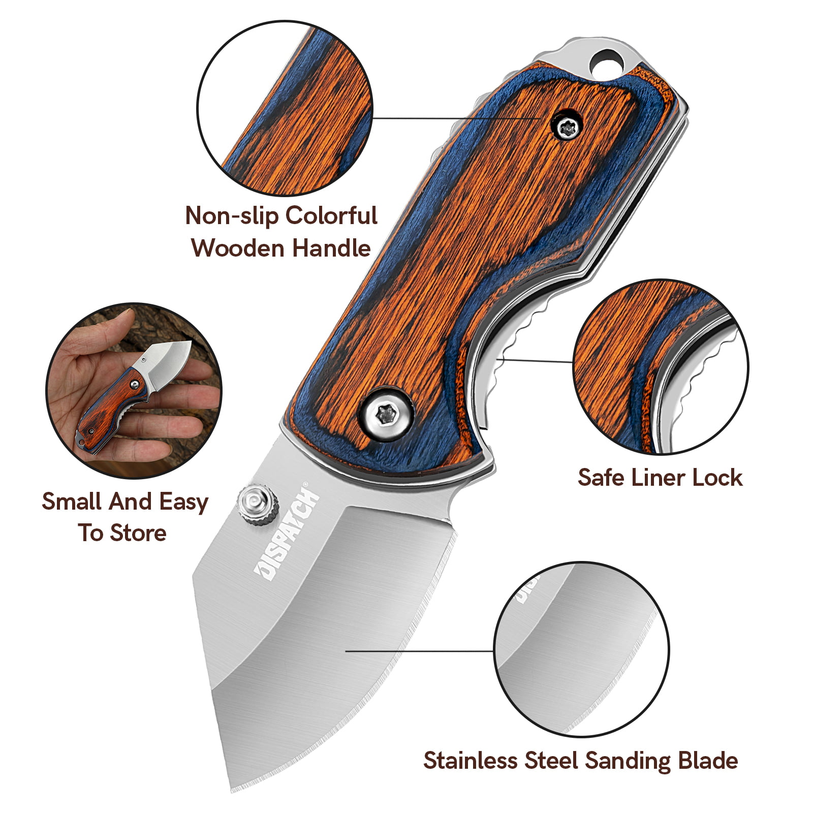 2.75 Closed Mini Folding Pocket Knife Red Wood Handle for Everyday Ca –  Dispatch Knives