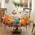 thumbnail image 3 of Round Fall Tablecloth - Autumn Pumpkin Thanksgiving Tablecloth, 60 Inch Round, 3 of 6