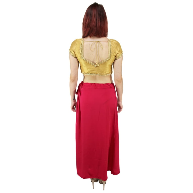 Sari Petticoat Stitched Indian Saree Petticoat Adjustable Waist Sari Skirt  (Navy)