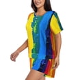 thumbnail image 2 of Kdxio Rainbow Colored Print Pajamas Sets for Women Short-Sleeved Pjs with Lounge Shorts Two Piece Sleepwear S-4XL, 2 of 8