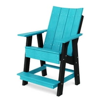 Wildridge Contemporary High Adirondack Chair, Aruba Blue and Black - All-Weather Recycled Plastic Furniture for Patio, Deck, Lawn
