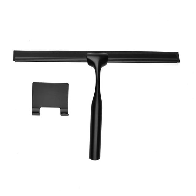 Escobilla de goma para ducha, escobilla de goma negra mate de 10 pulgadas, escobilla de goma multiusos de acero inoxidable para baño, azulejos y ventanas de coche
