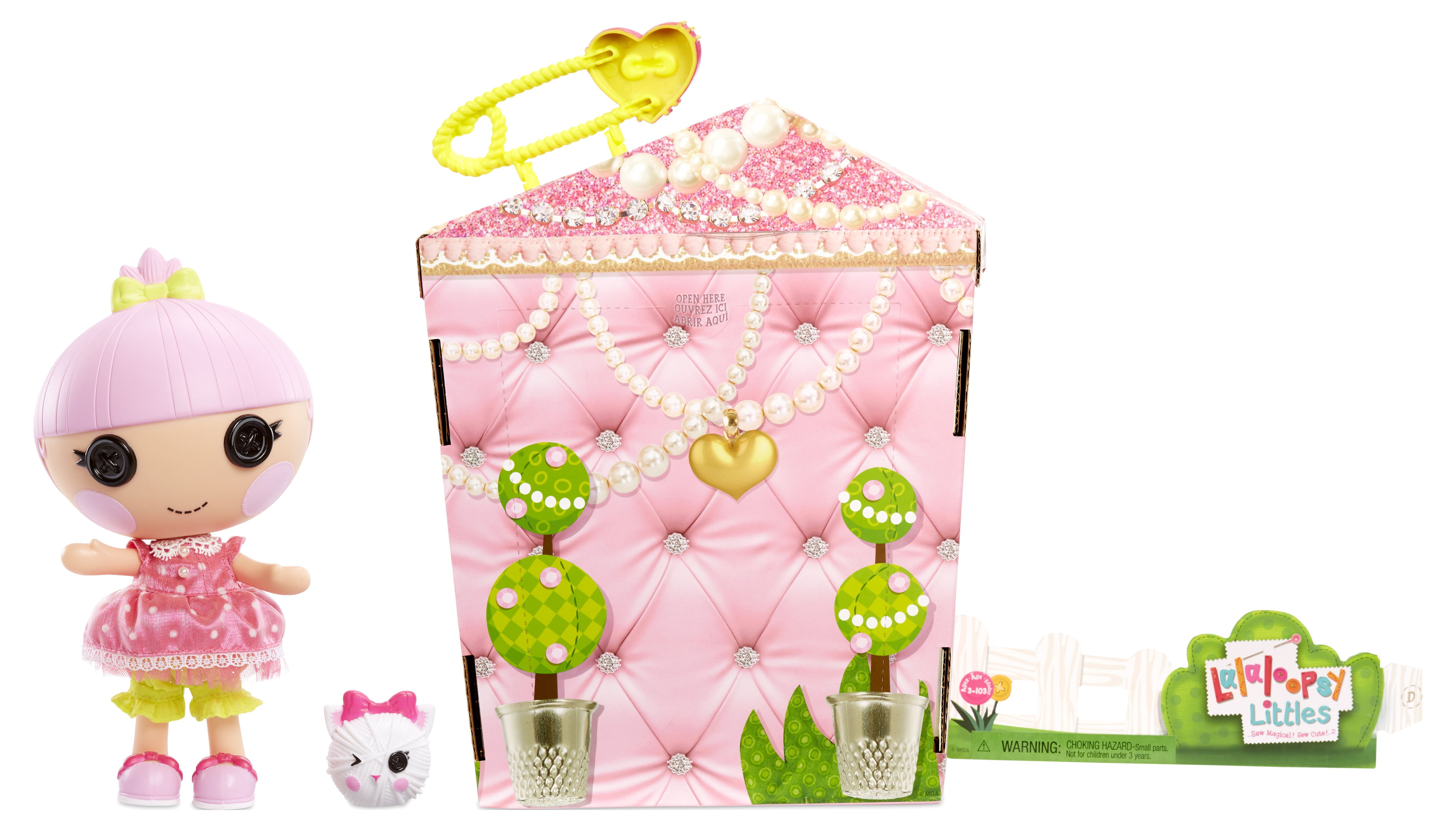 Lalaloopsy Littles Doll Trinket Sparkles and Pet Kitten Playset, 7" Princess Doll With Changeable Pink Outfit and Shoes in Reusable Play House Package, Toys for Girls Ages 3 4 5+ to 103