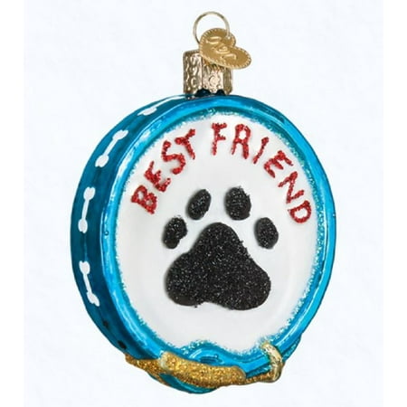 Old World Christmas Best Friend Dog Collar Glass Ornament Pet 36216 FREE BOX (Best Paint For Glass Ornaments)