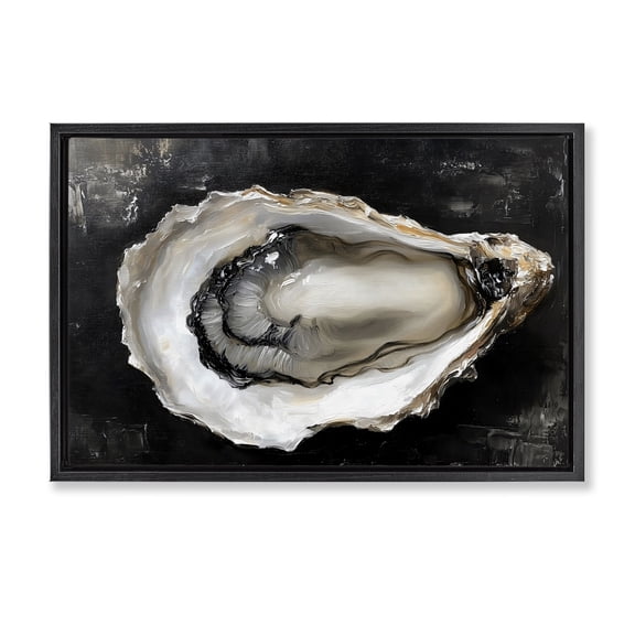 Stupell Industries Transitional Black Oyster Pearlescent Shell Black Floating Frame Canvas Art, 25 x 17, by LSR Design Studio