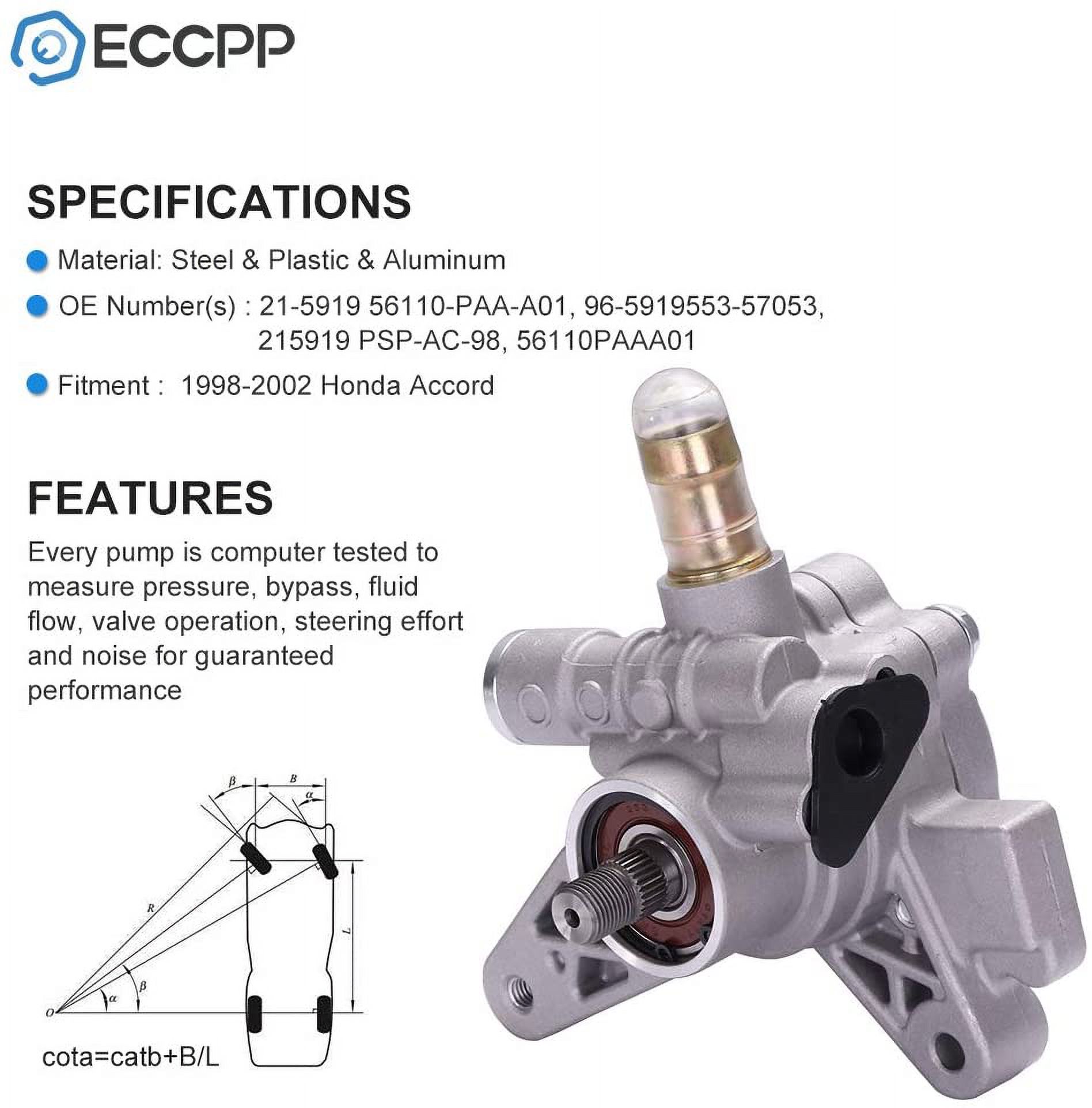 ECCPP 21-5919 Power Steering Pump Power Assist Pump Fit for 1998 1999 2000 2001 2002 for Honda Accord