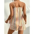 thumbnail image 2 of MLDRA Women's 2 Piece Outfits Boho Striped Print Cami Top and Shorts Set Summer Romper, 2 of 7