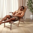 thumbnail image 4 of Bamboo Folding Lounge Chair, Folding Reclining Chair with Adjustable Backrest, Adjustable Backrest Folding Chair Used in Living Rooms, Terraces, Hotels,etc, 4 of 22