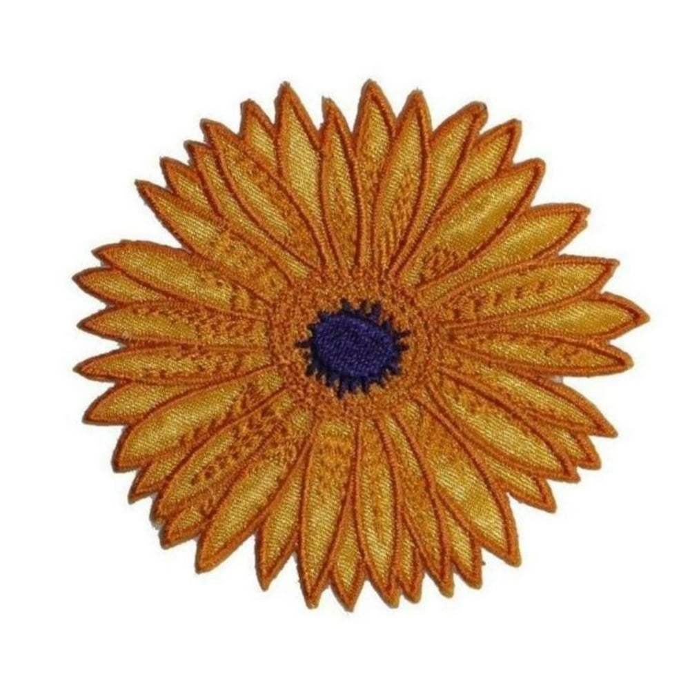 ID 6032 Orange Sunflower Patch Head Flower Garden Embroidered Iron On