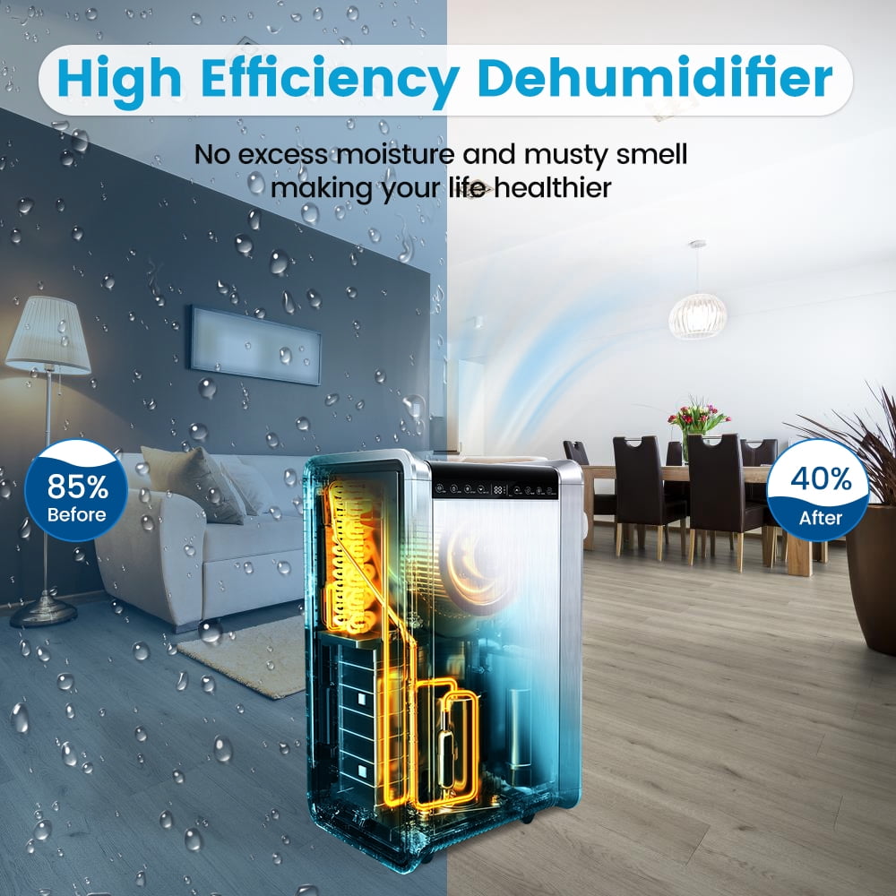 125 pt. 8,500 sq. ft. Commercial Dehumidifier  with 12-Hour Timer  in Metallics