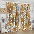 thumbnail image 4 of Vintage Flower Curtains, 70s Watercolor Flower Daisy Flower Orange White Rustic Natural Print Pattern, Blackout Curtains for Bedroom Living Room42X54 Inch, Style-2, 4 of 6