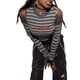 thumbnail image 5 of TRKIYQC Suéter de Punto de Manga Larga para Mujer con Letra a Rayas, Versión Flaca con Hombros Descubiertos Ropa de Primavera TRKIYQC  moda, 5 of 10