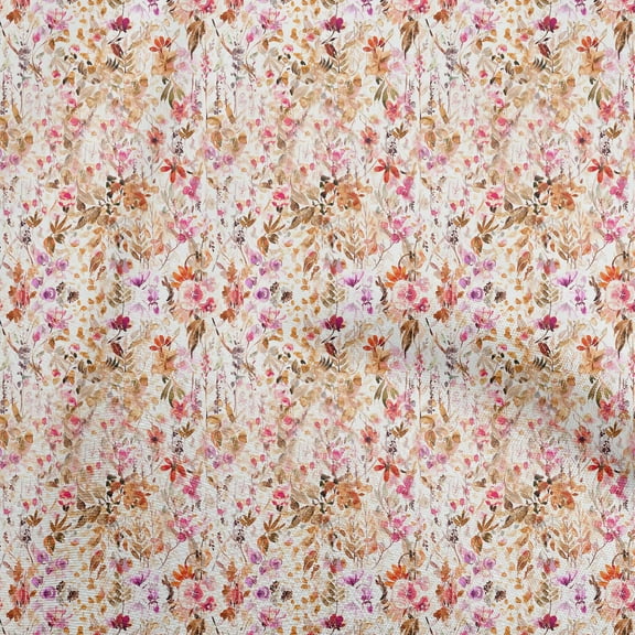 oneOone Polyester Spandex Brown Fabric Florals Craft Projects Decor Fabric Printed By The Yard 56 Inch Wide