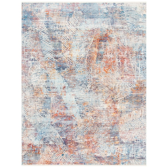SAFAVIEH Vintage Persian Orville Abstract Polyester Area Rug, Blue/Rust, 8' x 10'