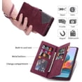 thumbnail image 5 of Moto G Power 2022 Retro PU Leather Case 9 Card Slots Zipper Pocket Handbag Case with Wrist Strap, 5 of 14