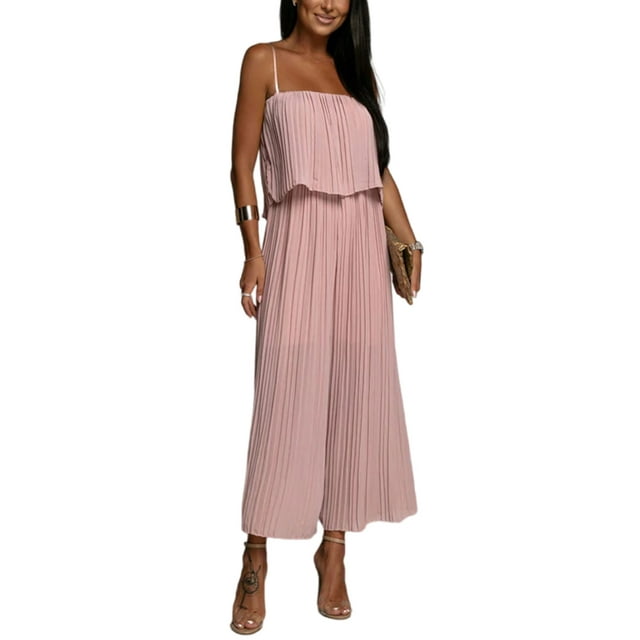 Innerwin Combinaisons Boho pour Femmes, Combishort de Vacances, Camisole Unie, Rose TP