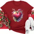 thumbnail image 2 of YABCSAZ Valentine's Day T-Shirts for Women Short Sleeve Crew Neck Pullover Solid Color Love Heart Graphic Letter Print Sweathirts Casual Loose Oversized Tee Tops,Gift for Women, 2 of 5