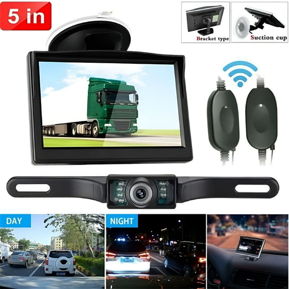 LAMIRO Backup Camera Wireless Car Rear View HD Parking System Night Vision   5" Monitor