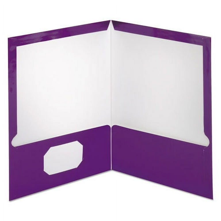 Two-Pocket Laminated Folder, 100-Sheet Capacity, 11 x 8.5, Metallic Purple, 25/Box Two-Pocket Laminated Folder, 100-Sheet Capacity, 11 x 8.5, Metallic Purple, 25/Box