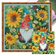 thumbnail image 1 of Hilo Algodón Bordado 11CT Gnomos Impresos en Flores Punto Cruz 50x50cm, 1 of 9