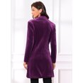 thumbnail image 3 of DARING DIVA Women's Velvet Lapel Double-Breasted Long Outerwear Winter Coats XS Purple, 3 of 7