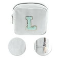 thumbnail image 4 of Unique Bargains 1 Pc Letter l Pattern Makeup Bag for Travel White Corduroy, 4 of 6