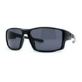thumbnail image 2 of Mens Color Mirror Rectangle Wrap Plastic Sport Sunglasses All Black, 2 of 4