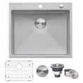 thumbnail image 5 of Ruvati RVH8014 24 x 20 in. Drop in 16 Gauge Stainless Steel Single Bowl Rounded Corners Top Mount Kitchen Sink, Silver, 5 of 6