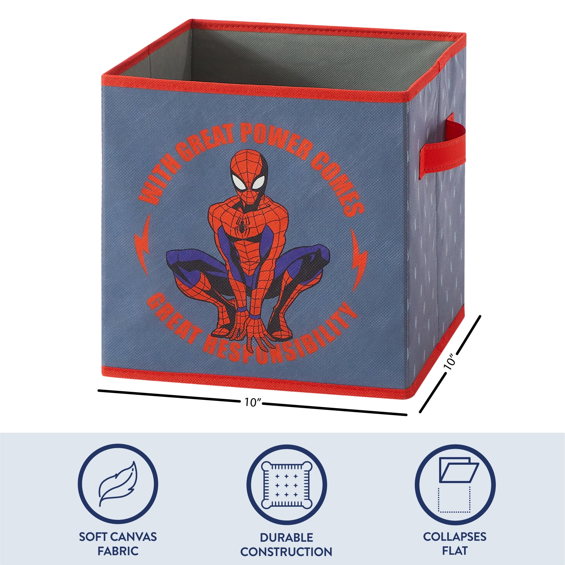 Spiderman Kids' 4-Pack Printed Toy Storage Cubes, 10" x 10"