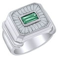 thumbnail image 2 of AFFY Father's Day Gift 2.5 Carat (Cttw) White Natural Diamond & Simulated Emerald Men's Statement Band Ring In 14k Solid White Gold Ring Size-9, 2 of 2