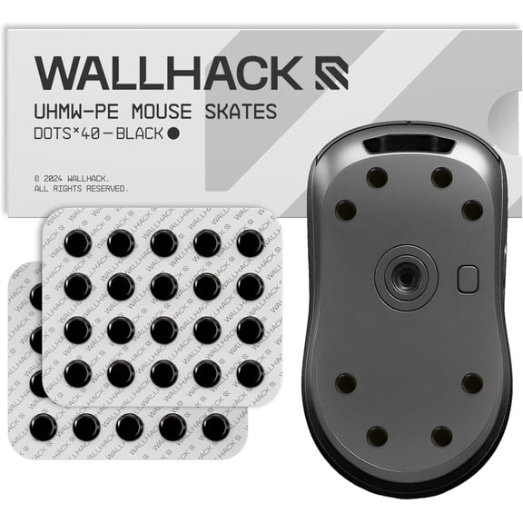 UHMW-PE Dot Mouse Skates | Premium Universal Skates for Gaming Mice | Ultra-Smooth Glide on Cloth & Glass Pads | Customize Speed & Control | Durable, Easy to Apply | Black 7mm x 7mm