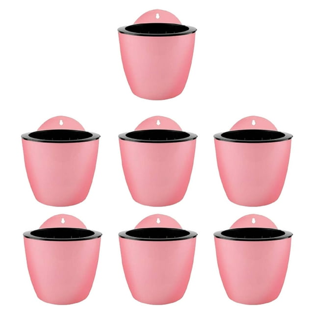 Inteprter 7 unids/set maceteros de plástico elegantes y elegantes para colgar en la pared resina Premium autorriego Jardín y Patio rosa 190