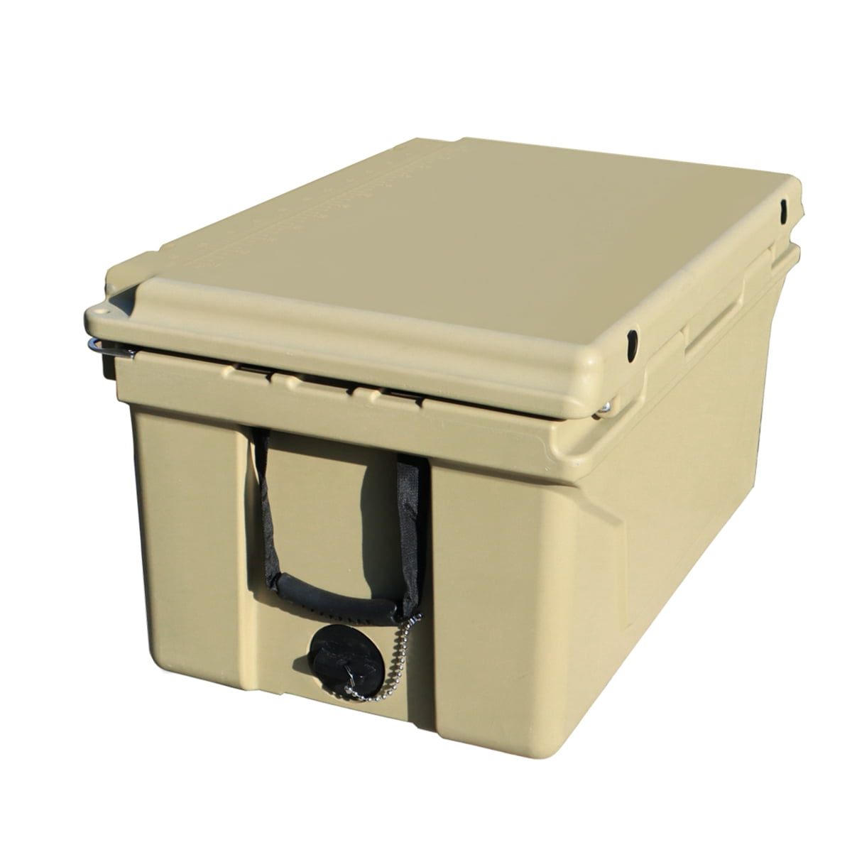 Khaki 65QT Rotomolded Cooler 5 Day Ice Retention Heavy Duty Ice Chest with Wheels for Camping Fishing Beach BBQ Boating Tailgating