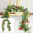 thumbnail image 2 of 5.9 Ft Christmas Holly Berry Vine Garland, 1 PCS Artificial Greenery with Green Leaves and Red Berries, Bendable Greenery Garland for Indoor Outdoor Xmas Holiday Decorations, 2 of 7
