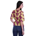 thumbnail image 4 of Moomaya Printed Wrap Over with Belt Style Top For Women Printed V-Neck Casual/Formal Top, 4 of 6