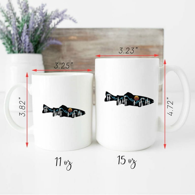 Trout Fishing Mug, Mountain Trout, Fly Fishing Mug, Fishing Coffee