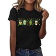 thumbnail image 3 of BiZtdJrK Shamrock Graphic T Shirt Women St Patricks Day Short Sleeve Fashion Holiday Tee Tops Loose Fit Casual Summer Tees Black S, 3 of 4
