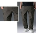 thumbnail image 5 of DPTALR George Men's Cargo Pants，Casual Cotton Lightweight，Relaxed Fit Stretch Elastic Waist Work Pants,Army Green,Big and Tall Men L, 5 of 9