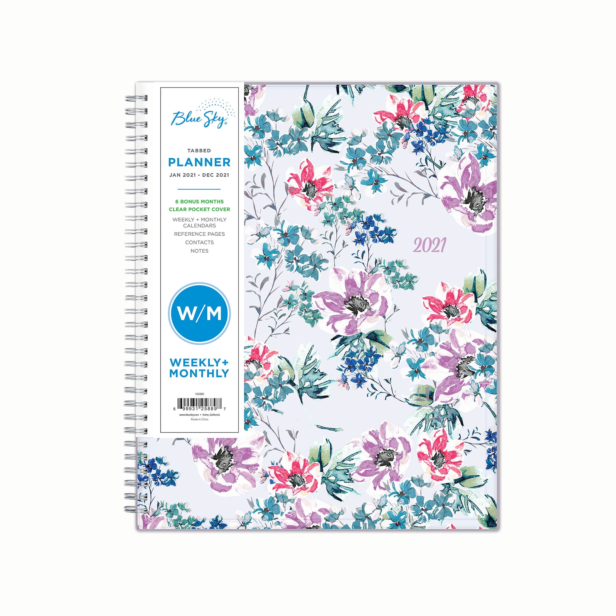 Frosted Flexible Cover Twin-Wire Binding Blue Sky 2021 Weekly Monthly Planner 