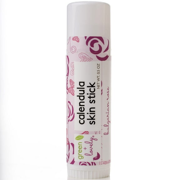 Green Lovely Calendula Skin Stick Organic Lotion Sticks Moisturizing Balm Ointment Salve Multipurpose Hand Cream Body Bar, 0.5 oz., Bulgarian Rose (1 tube set)