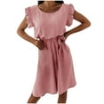 thumbnail image 1 of EQWLJWE Robes d'Été pour Femmes 2023 Mode Femme Été Décontractée Manches à Volants Col en V Robe Imprimée Robe Courte Robes Maxi pour Femmes 2023, 1 of 7