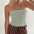 thumbnail image 6 of Striped Tube Tops for Women Teen Girls Strapless Off Shoulder Y2k Crop Bandeau Top Sleeveless Base Tee Summer (2XL, Army Green), 6 of 7