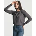 thumbnail image 2 of Real Essentials 4 Pack: Women's Cotton Long Sleeve Crew Crop Top - Casual Cropped T-Shirt (Available In Plus Size), 2 of 6