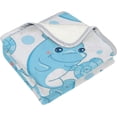 thumbnail image 2 of SKYSONIC Velvet Plush Throw Thermal Blanket 4 x 5 FT Kawaii Smiling Baby Dolphin Flannel Fleece Blanket for Women Kids Couch Bed Sofa Car, 2 of 5