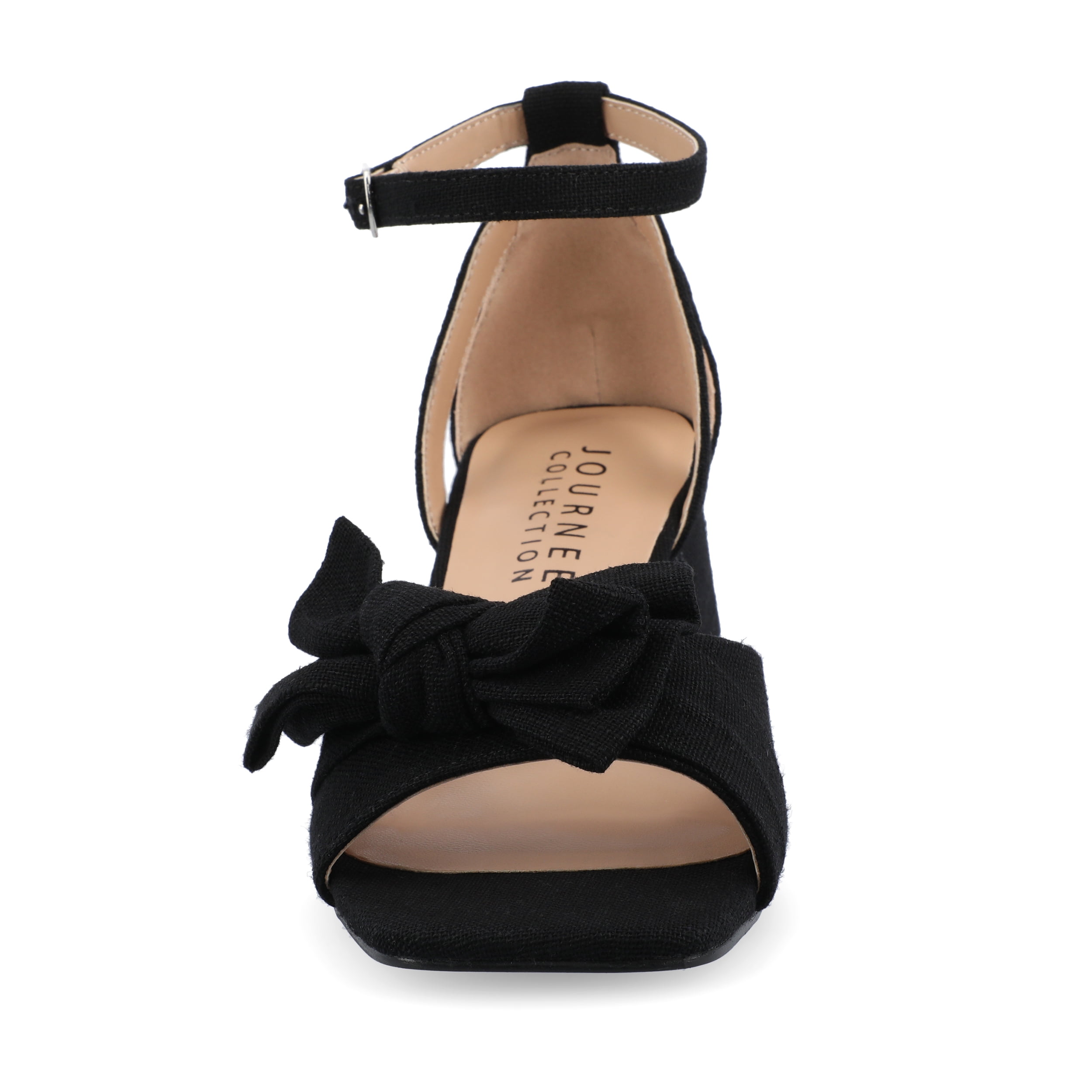 Journee Womens Zevi Linen Block Heel Dress Sandals, Widths Available